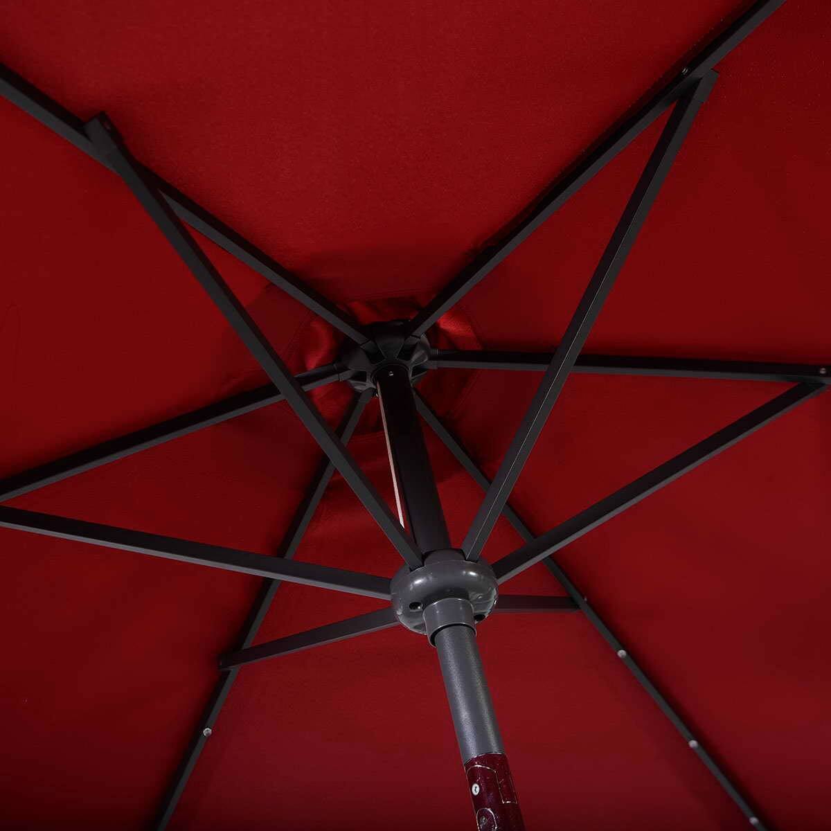 Alt View 6. WELLFOR - 9FT Patio Solar LED Umbrella with Tilt and Crank Lift.