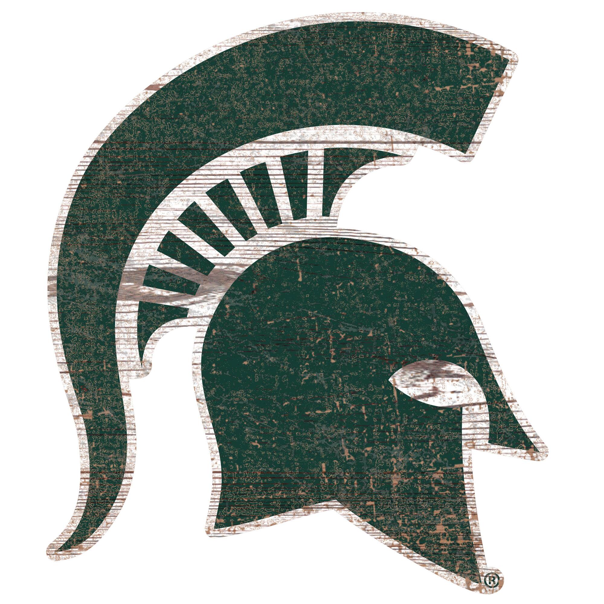 Michigan State Spartans Distressed Logo Cutout Sign