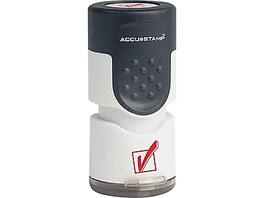 Accu-Stamp - Check Mark Round Pre-Inked Stamp, Ink (035658) - Red