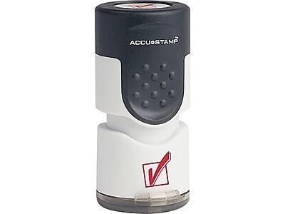 Front. Accu-Stamp - Accu-Stamp Check Mark Round Pre-Inked Stamp, Red Ink (035658) - Red.