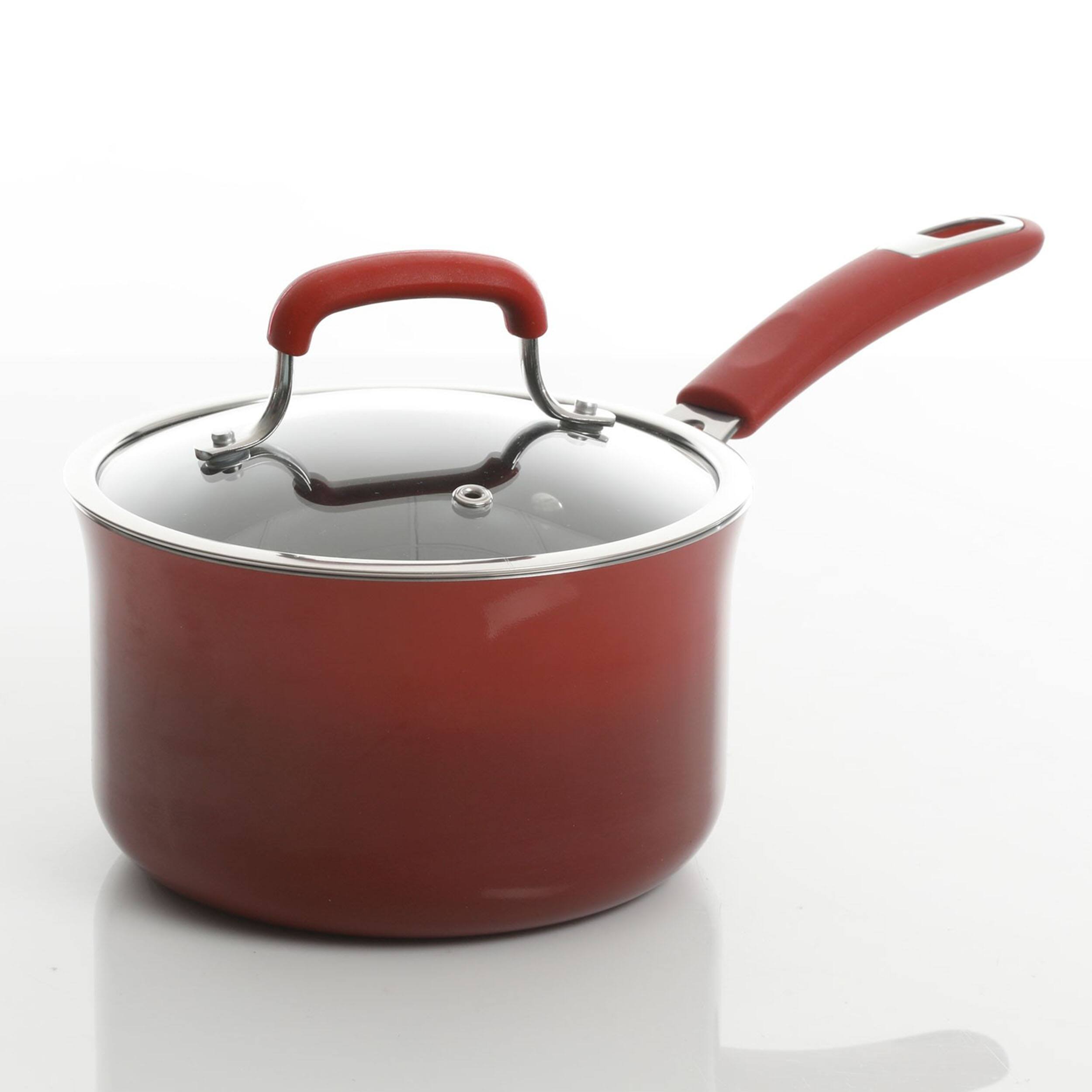 Alt View 5. Kenmore - Kenmore Elite Andover 10 Piece Nonstick Aluminum Cookware Set in Red Gradient - Red Gradient.
