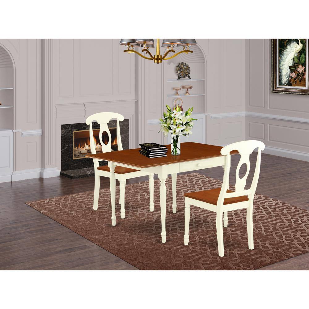 Left. East West Furniture - Dining Room Set Buttermilk & Cherry - Brown.