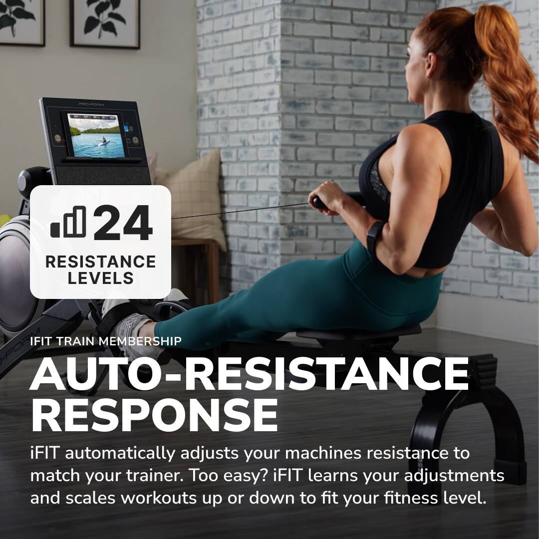 24 RESISTANCE LEVELS

IFIT TRAIN MEMBERSHIP

AUTO-RESPONSE

iFIT automatically adjusts your machines resistance to match your trainer. Too easy? iFIT learns your adjustments and scales workouts up or down to fit your fitness level.