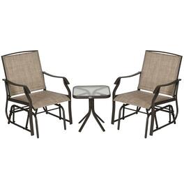 Outsunny - Piece Outdoor Glider Chair with Coffee Table Bistro Set - Brown