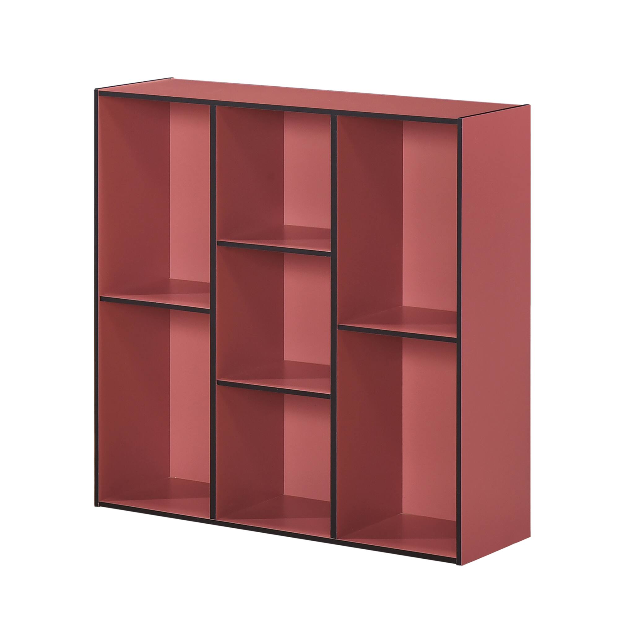 Angle. Kings Brand Furniture - Kings Brand Furniture Haven 7 Shelf Bookcase - Red.