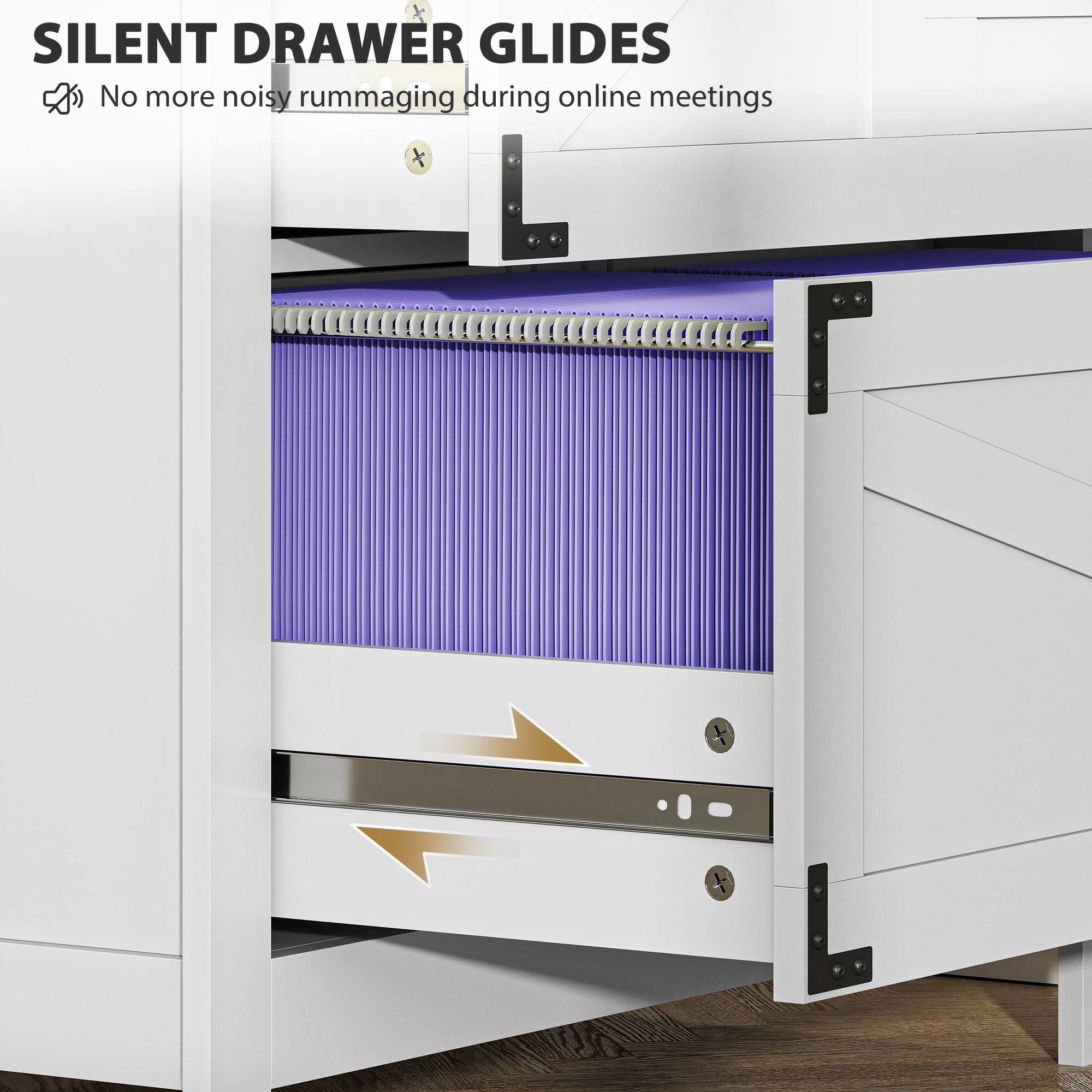 SILENT DRAWER GLIDES  
No more noisy rummaging during online meetings