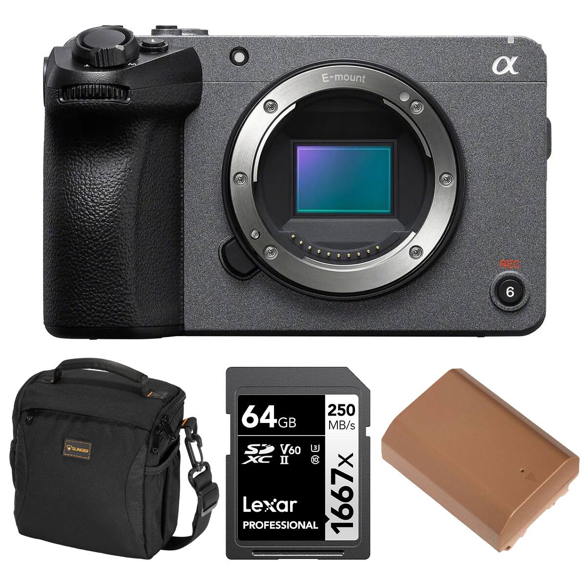 E-mount  
a  
REC  
6  
PSUNGER  
250 MB/s  
64GB  
Lexar PROFESSIONAL 1667x  
V60 XC