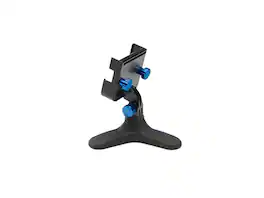 WeatherTech - DeskFone Two View | Rotatable & Adjustable Universal Desktop Cell Phone Holder – Black Body – Royal Blue Metal Knobs - Black/Royal Blue Metal