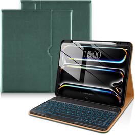 DTTO - Case for iPad Pro 13 Inch M5/M4with Wireless Detachable Keyboard , Leather Folio Cover with Pencil Holder & Pocket - Midnight Green