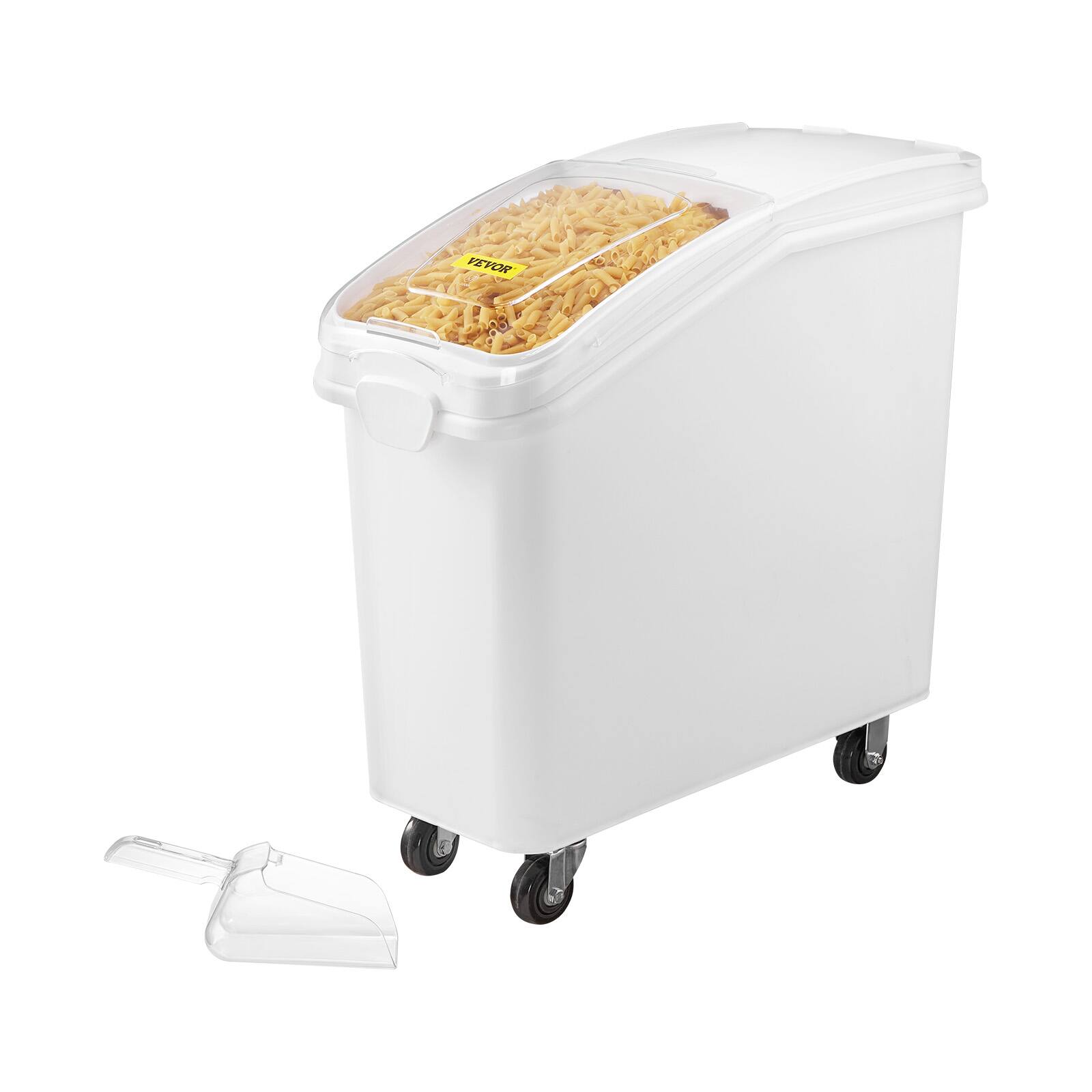 Alt View 5. VEVOR - Rice Storage Container, 21Gallon/80L Capacity Large Dog Food Dispenser Bin, Kitchen Ingredient Grain Cereal Flour Bin - White.