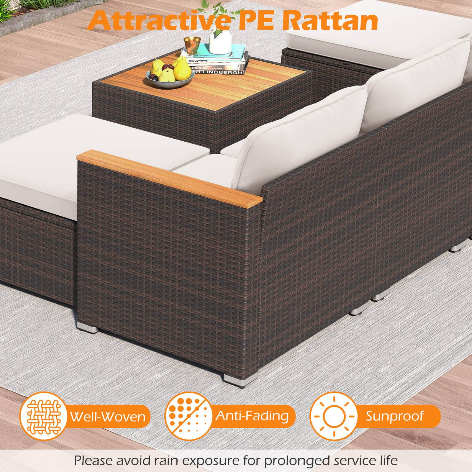 Attractive PE Rattan

Well-Woven  
Anti-Fading  
Sunproof  

Please avoid rain exposure for prolonged service life