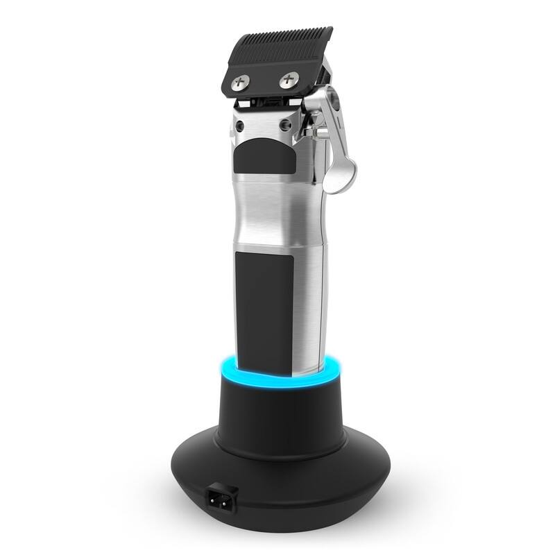 Angle. Gamma+ - Cyborg Professional Metal Hair Clipper with Digital Brushless Motor - Silver.