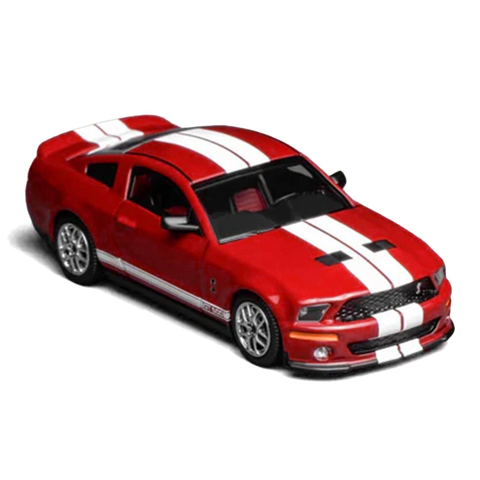 Alt View 3. MotorHelix - 2007 Ford Mustang Shelby GT500 Torch Red with White Stripes 1/64 Diecast Model Car by MotorHelix & Greenlight.