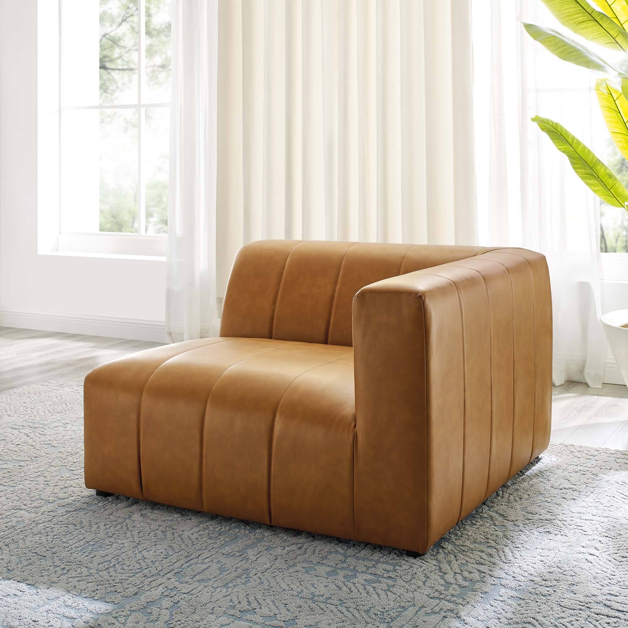 Alt View 6. Modway - Bartlett Vegan Leather Right-Arm Chair by Modway - Tan.