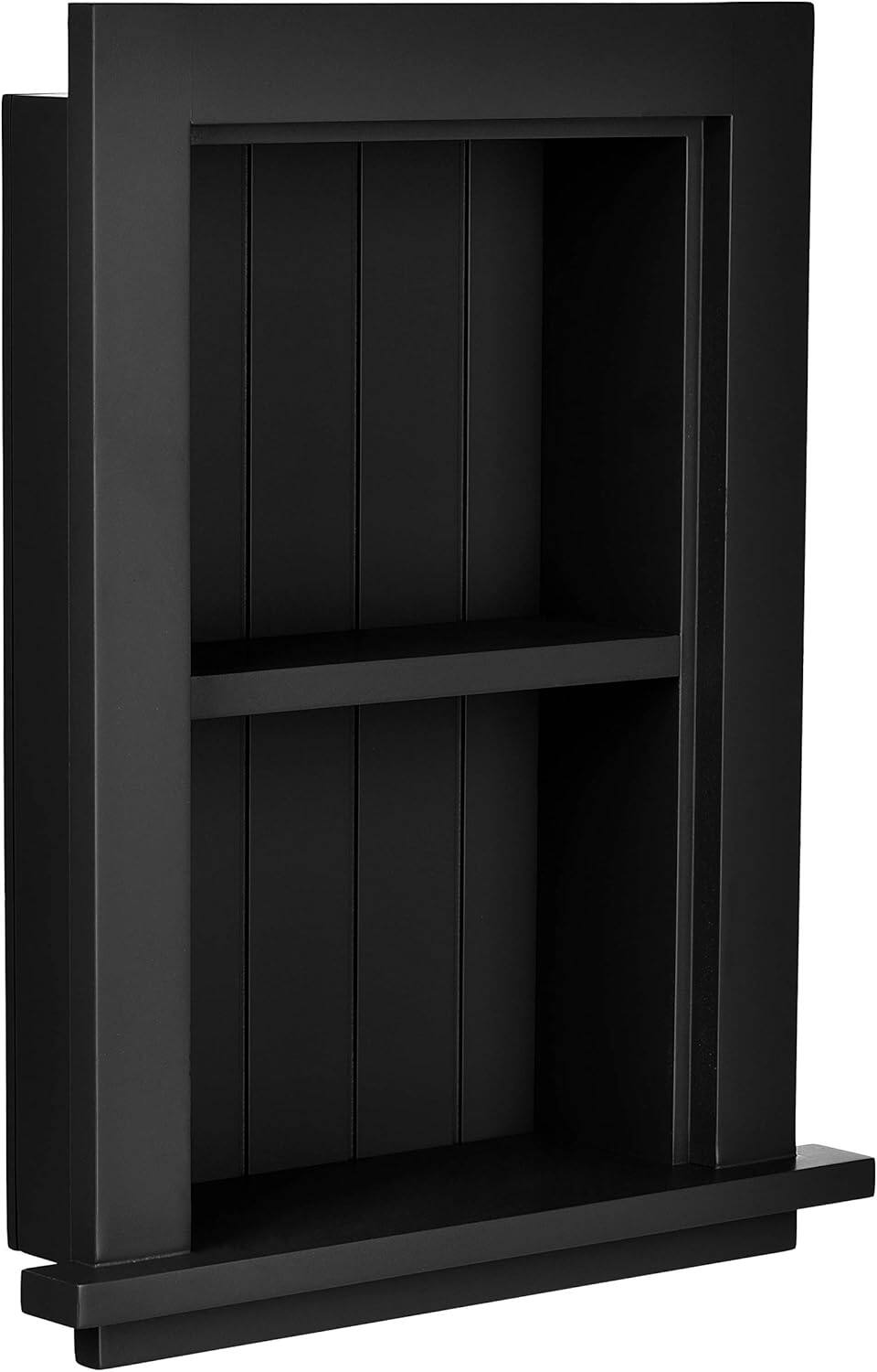 Angle. AdirHome - Wood Recessed Wall Cabinet, Built-In Shelf Storage - Black.
