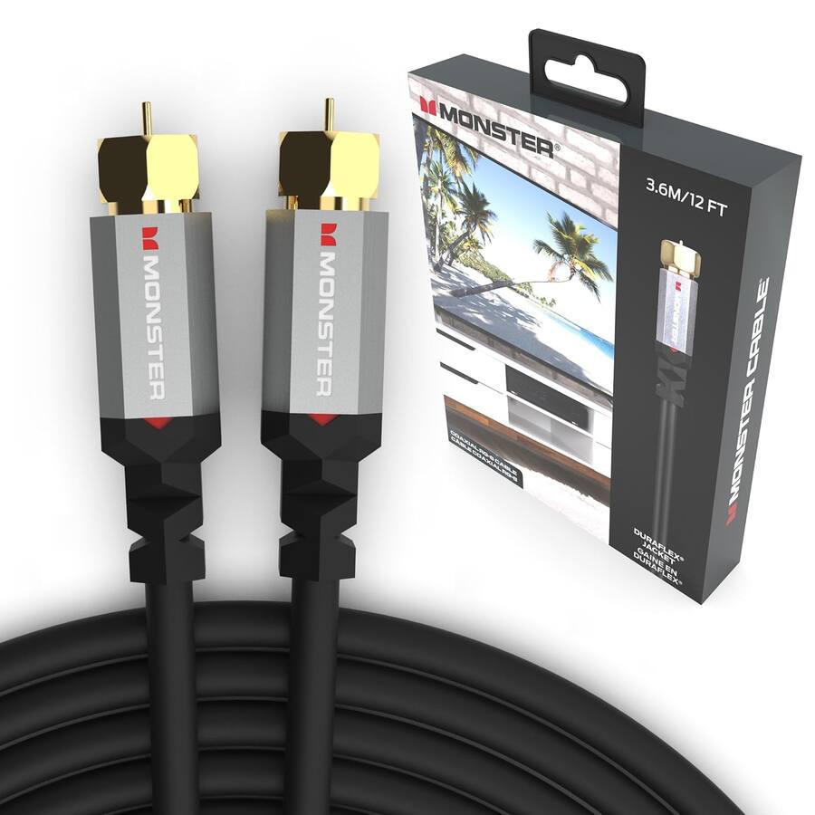 Monster Essentials Monster Essentials RG 6 Coax Cable with Gold Plated F Pin Coaxial Cable ...