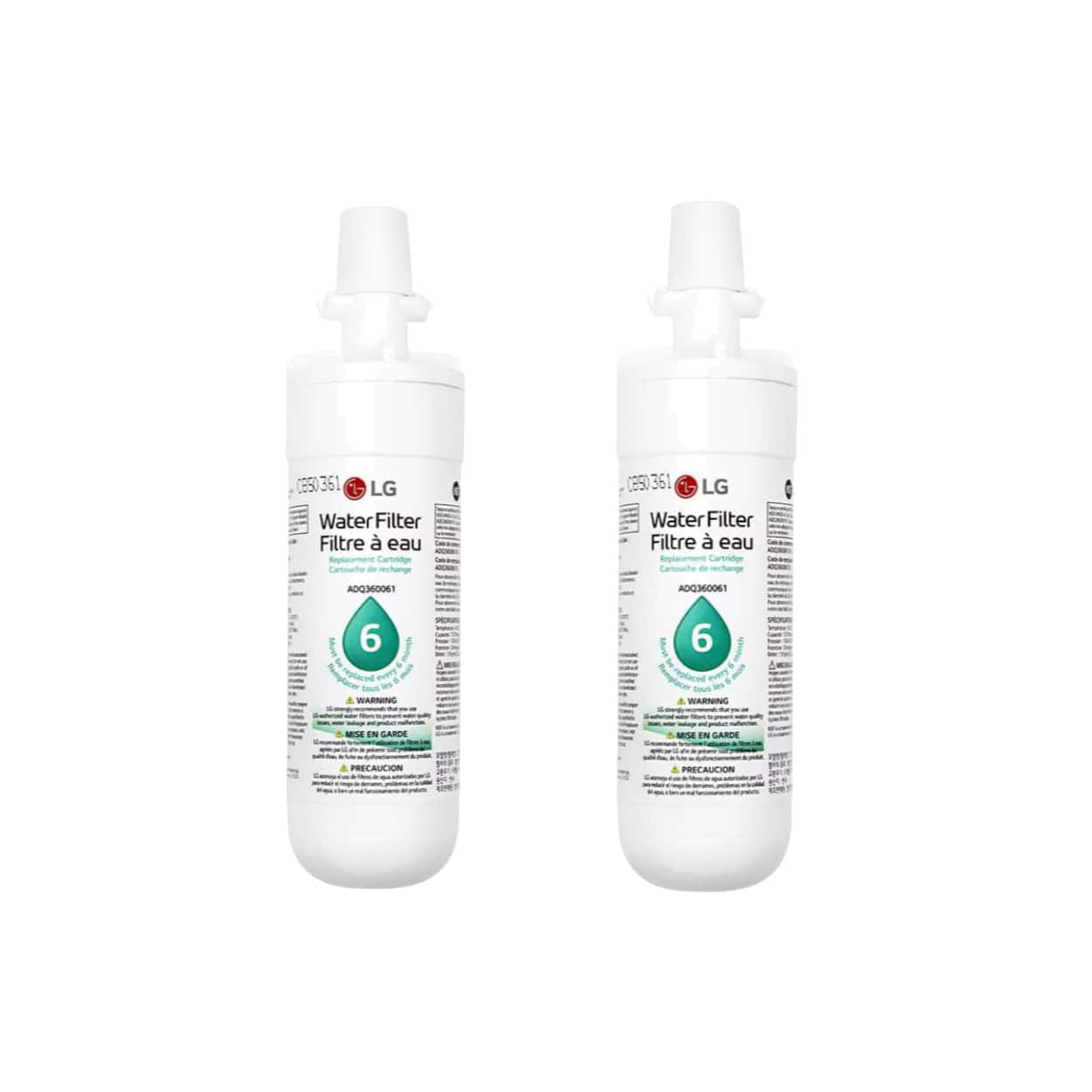 LG - Genuine LT700P 6 Mos/200 Gal Replacement Refrigerator Water Filter (2-Pack)
