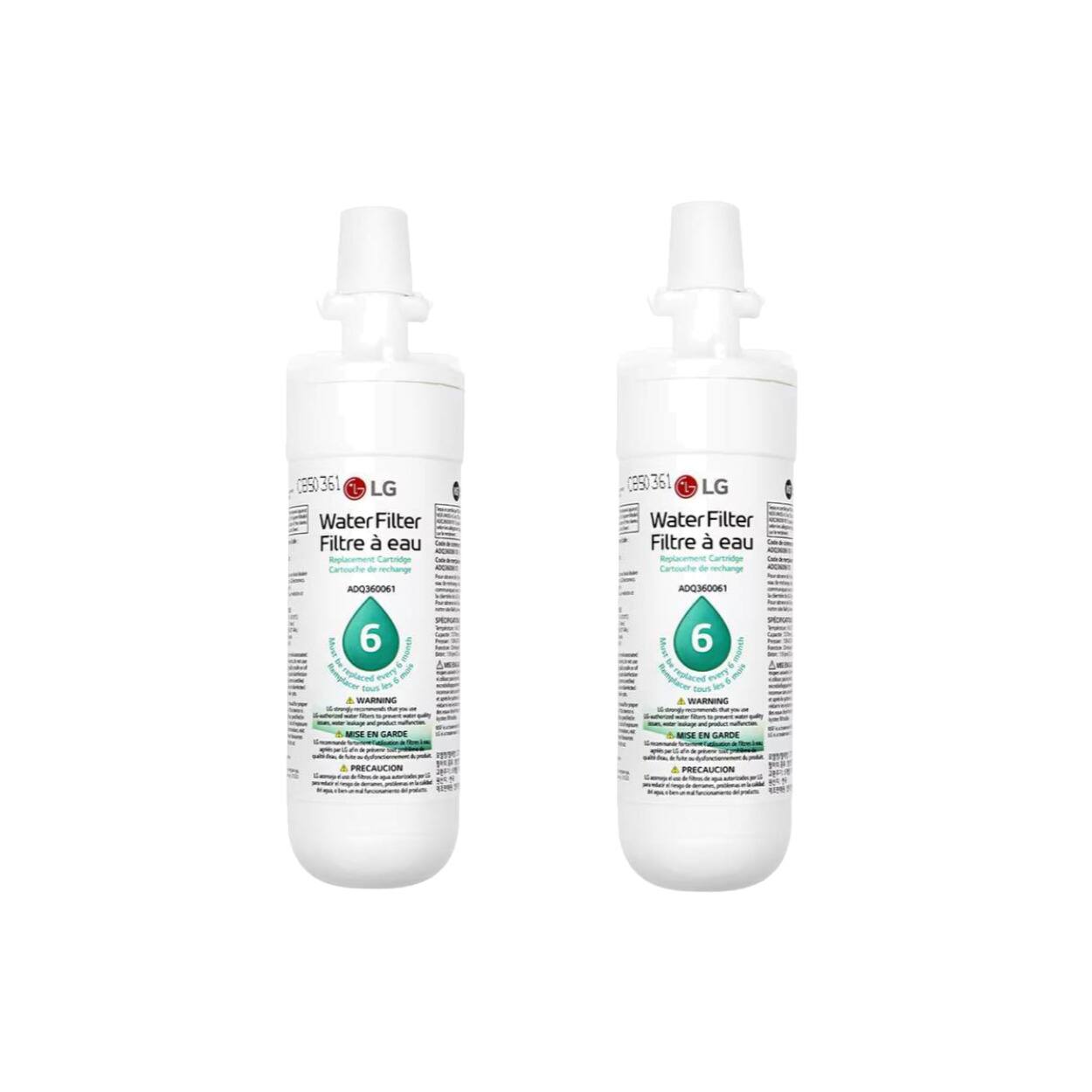 LG - Genuine LT700P 6 Mos/200 Gal Replacement Refrigerator Water Filter (2-Pack)