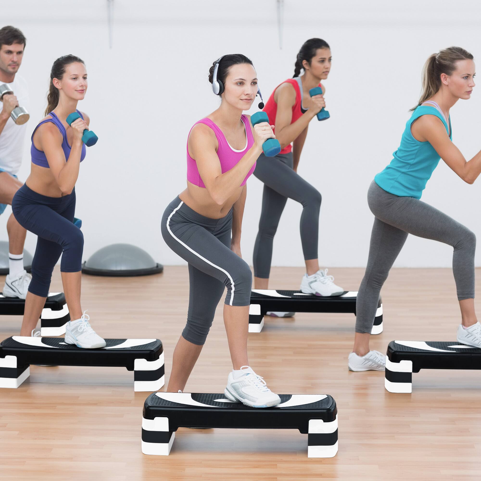 Alt View 2. BalanceFrom Fitness - BalanceFrom Fitness Adjustable Workout Aerobic Step Platform Trainer w/Raisers - White.