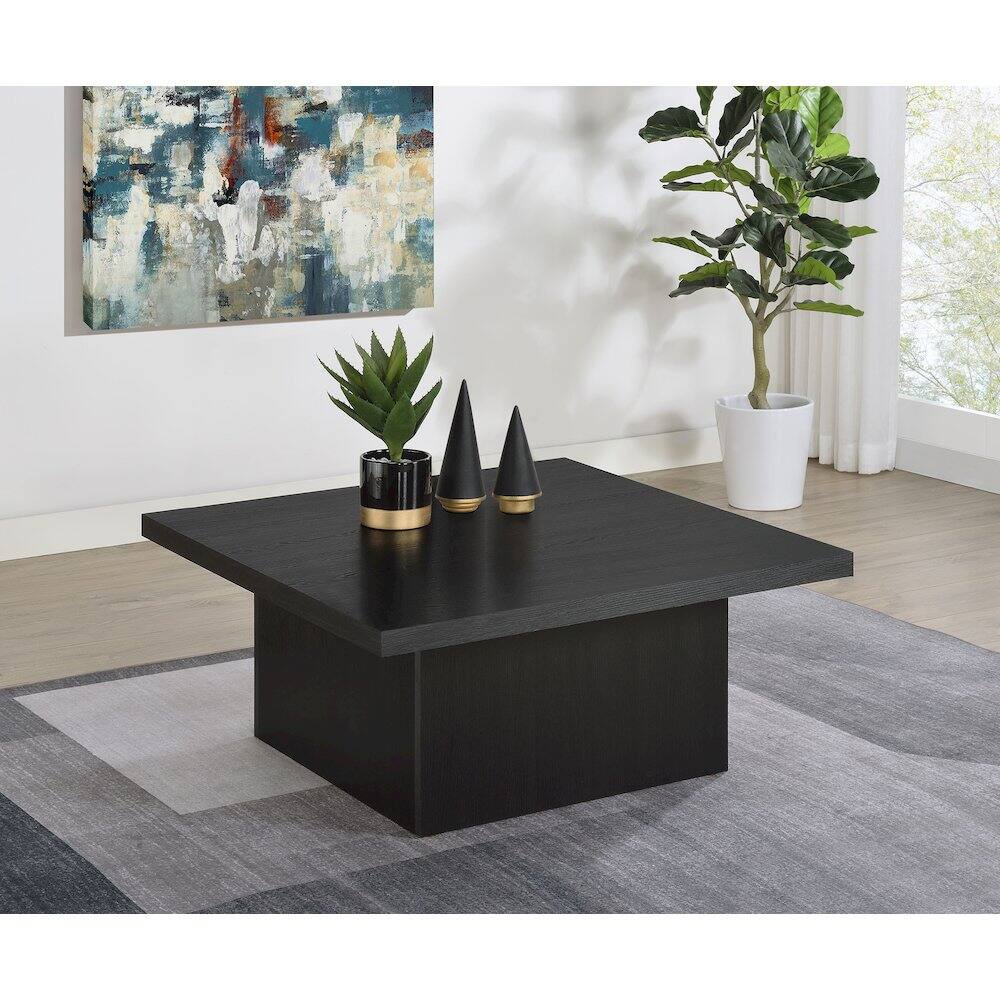 Angle. Coaster Co. of America - Devar Square Engineered Wood Cocktail Coffee Table Black - Black.