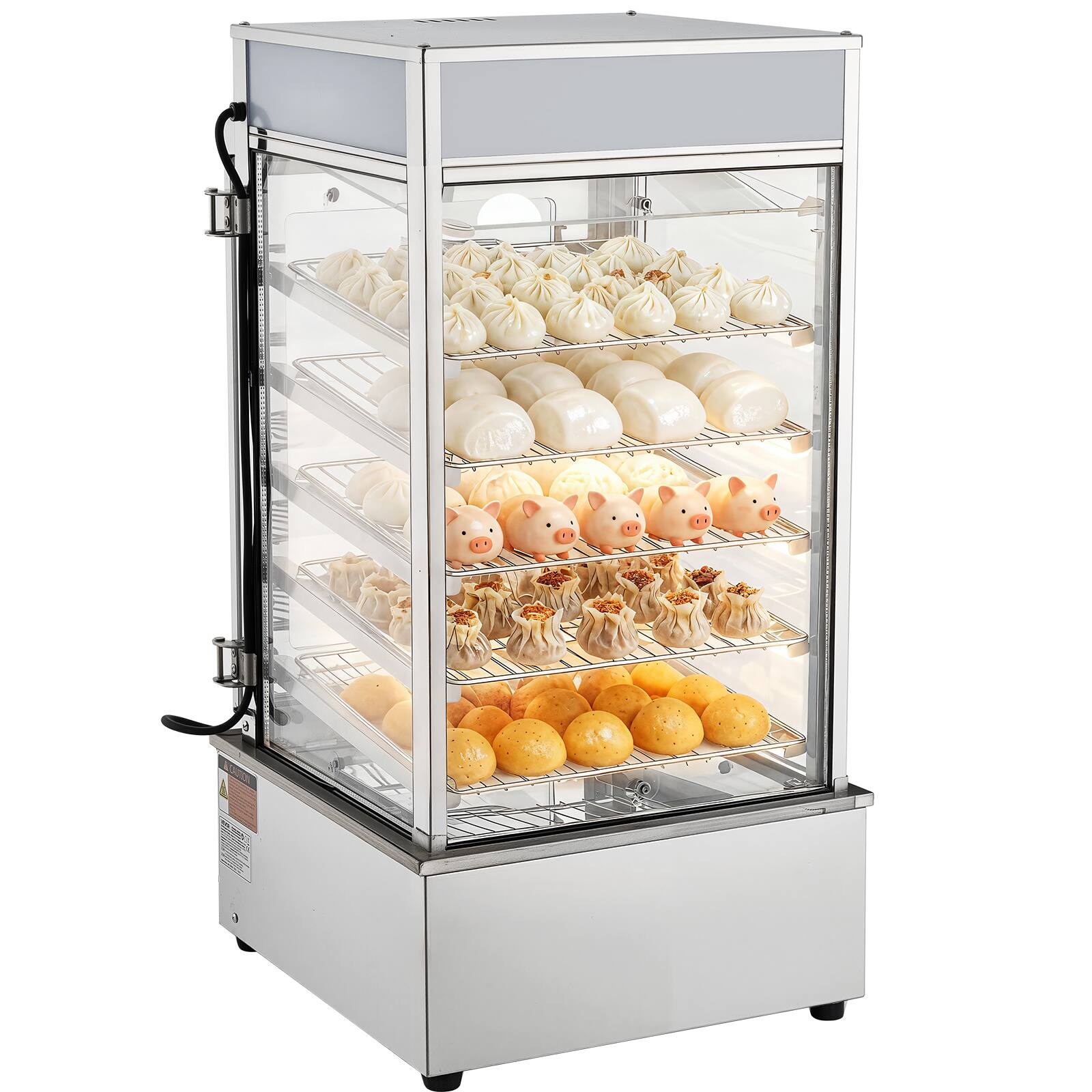 Alt View 5. VEVOR - 5-Tier Commercial Food Warmer Display, 1200W Food Display Warmer with LED Light,Adjustable Shelf & Stainless Steel Frame - Silver.