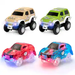 JitteryGit - 4 Piece Battery Power Toy Race Car Truck Jeep Set