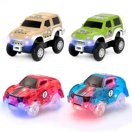 Sure, here is the corrected and grouped text from the image:
**Top Left Vehicle:**
- WT7 CEAI 080T
- A MI ()
- AEHLy
- HC MILITARY VRN IMI
- adi KOAEK
- KOA KE 2d
- DINOMANIACS
- DINOPANACO
- 9E F 1
- LIA 1
**Top Right Vehicle:**
- DINOHAMAC
- DINOHAMAC
**Bottom Left Vehicle:**
- 1
**Bottom Right Vehicle:**
- 1