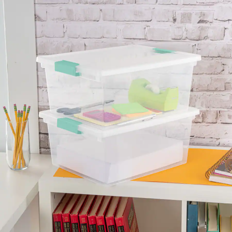 Sterilite Deep Plastic Stackable Storage Bin w/ Latch Lid, 16 Pack ...