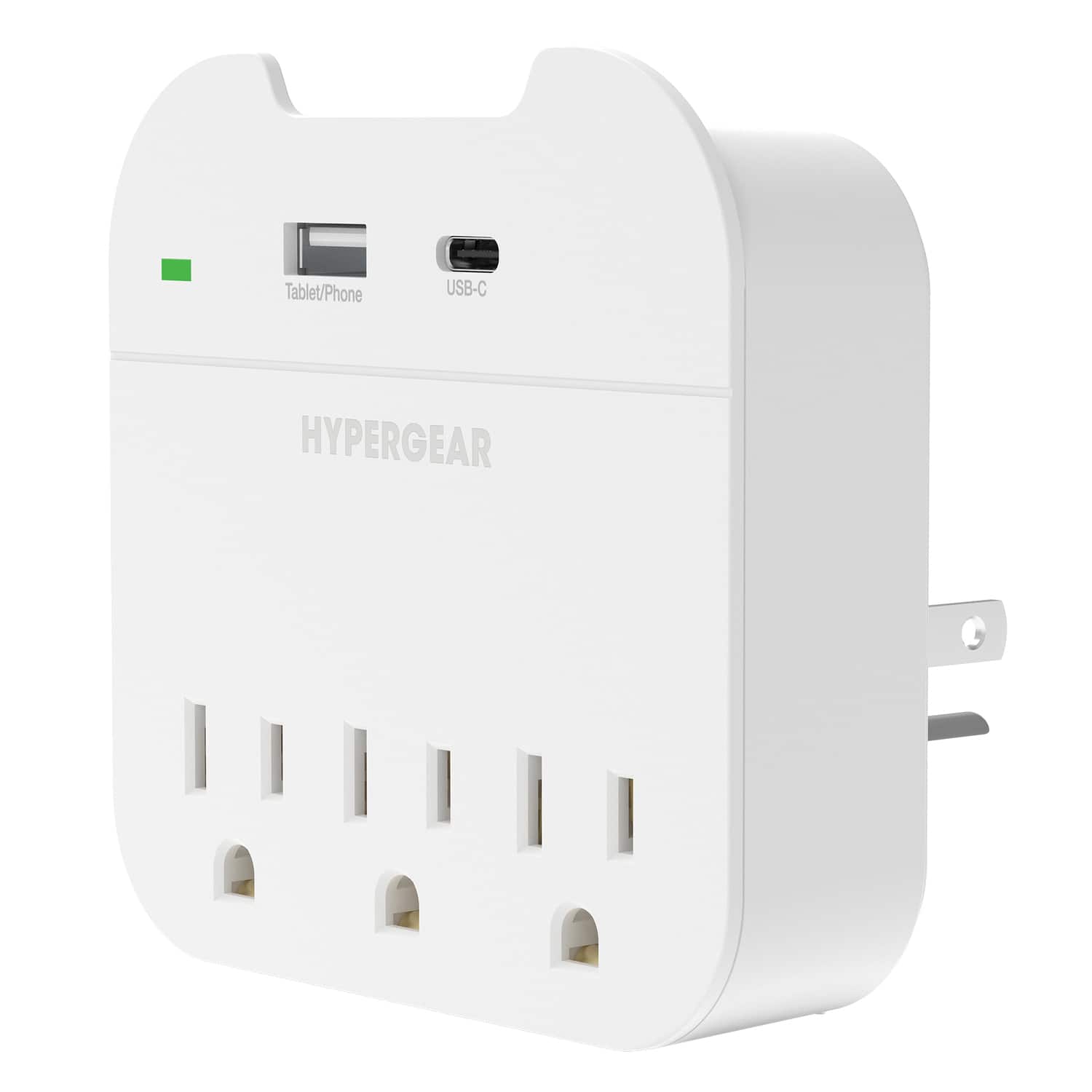 HyperGear - 3-AC Outlet and 2-USB Port Multi Plug Outlet Extender Wall Tap with Phone Holder, 15705