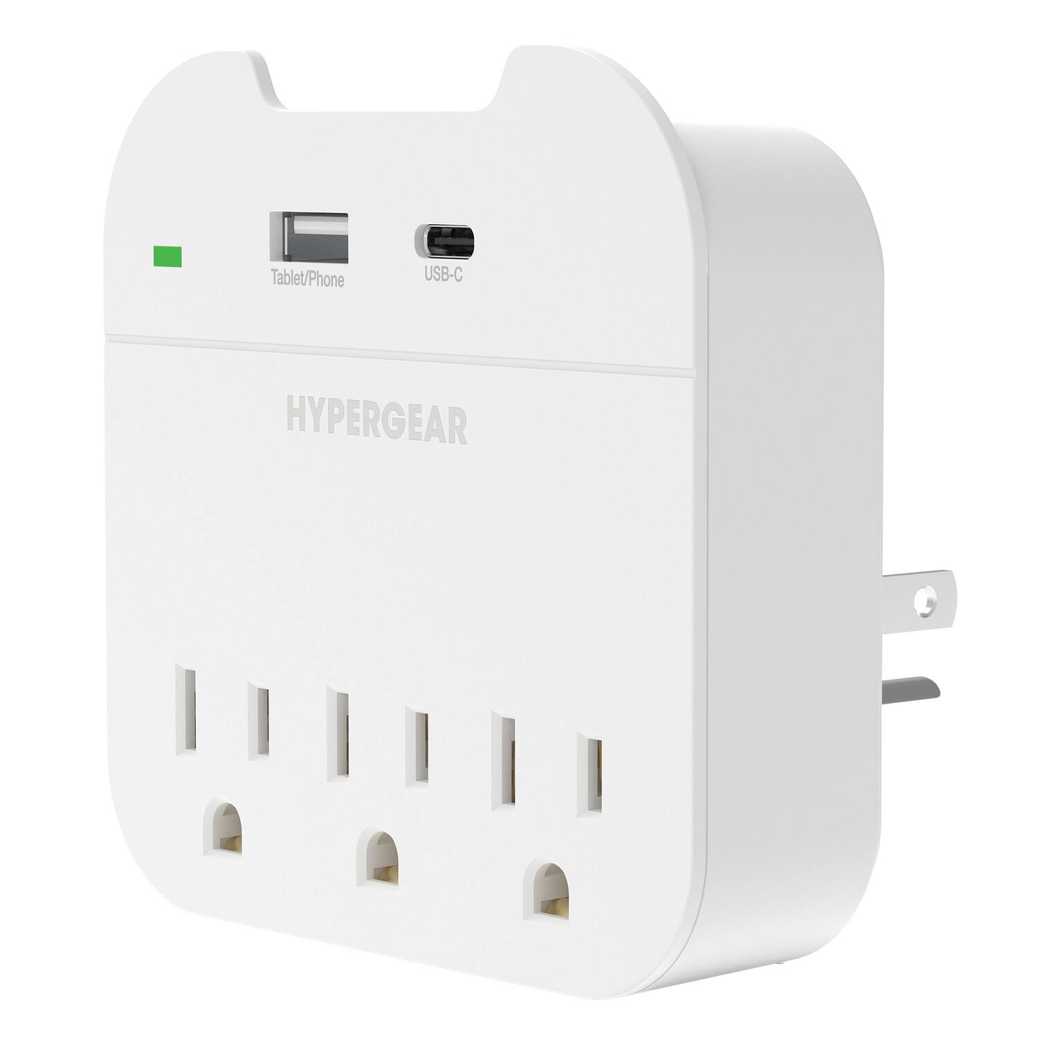 HyperGear - 3-AC Outlet and 2-USB Port Multi Plug Outlet Extender Wall Tap with Phone Holder, 15705