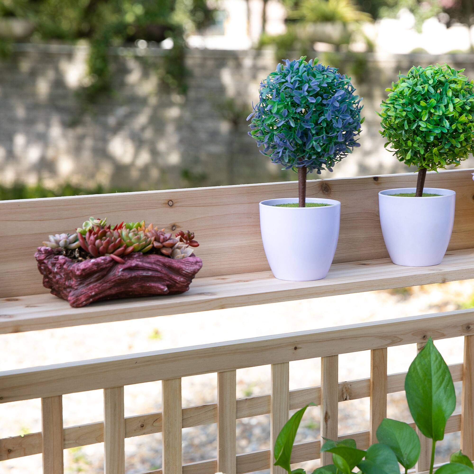 Alt View 8. Outsunny - Outdoor Potting Bench Table, Wooden Workstation with Sliding Tabletop, Storage Shelf and Dry Sink, for Greenhouse - Natural Wood.