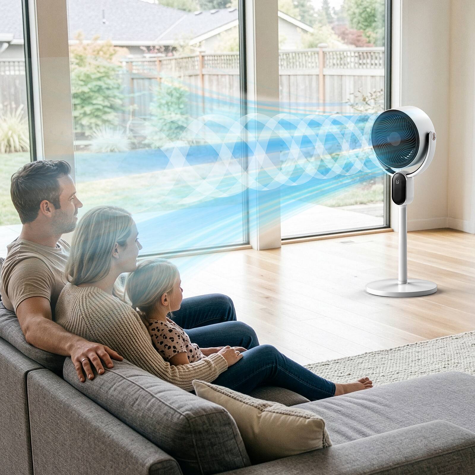 Alt View 9. Winado - 33 inch Air Circulator Fan, Floor Standing Fan, 120°+ 90° Oscillating Fan, 2-in-1 Pedestal & Tabletop Fan with 3 Speeds - Black & White.