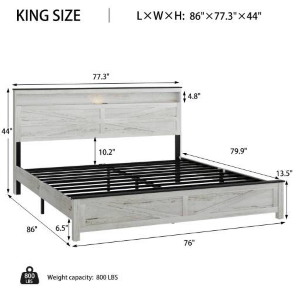 KING SIZE  
L x W x H: 86" x 77.3" x 44"  
Weight capacity: 800 LBS