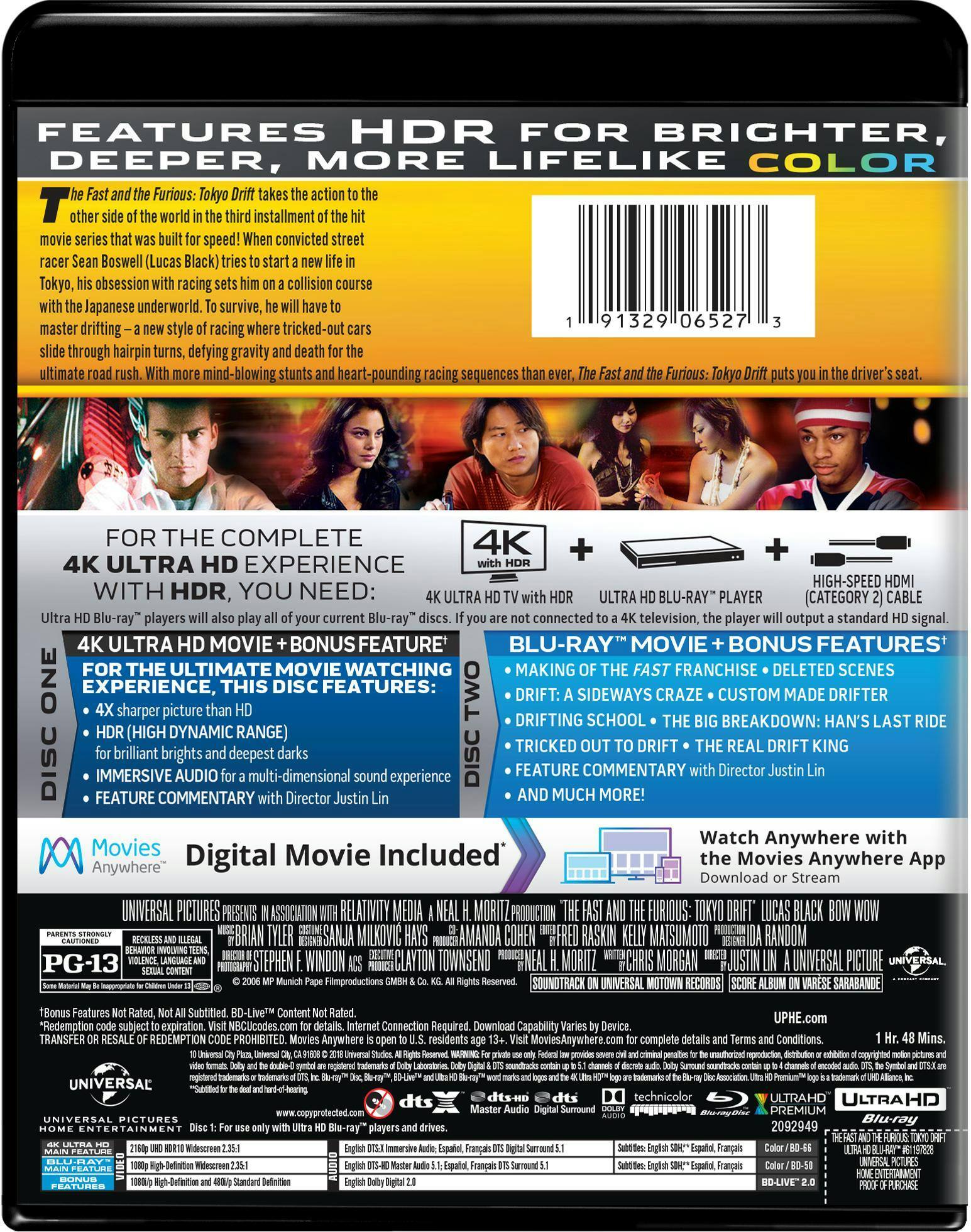 Back. The Fast and The Furious: Tokyo Drift   - 4K Blu-Ray.