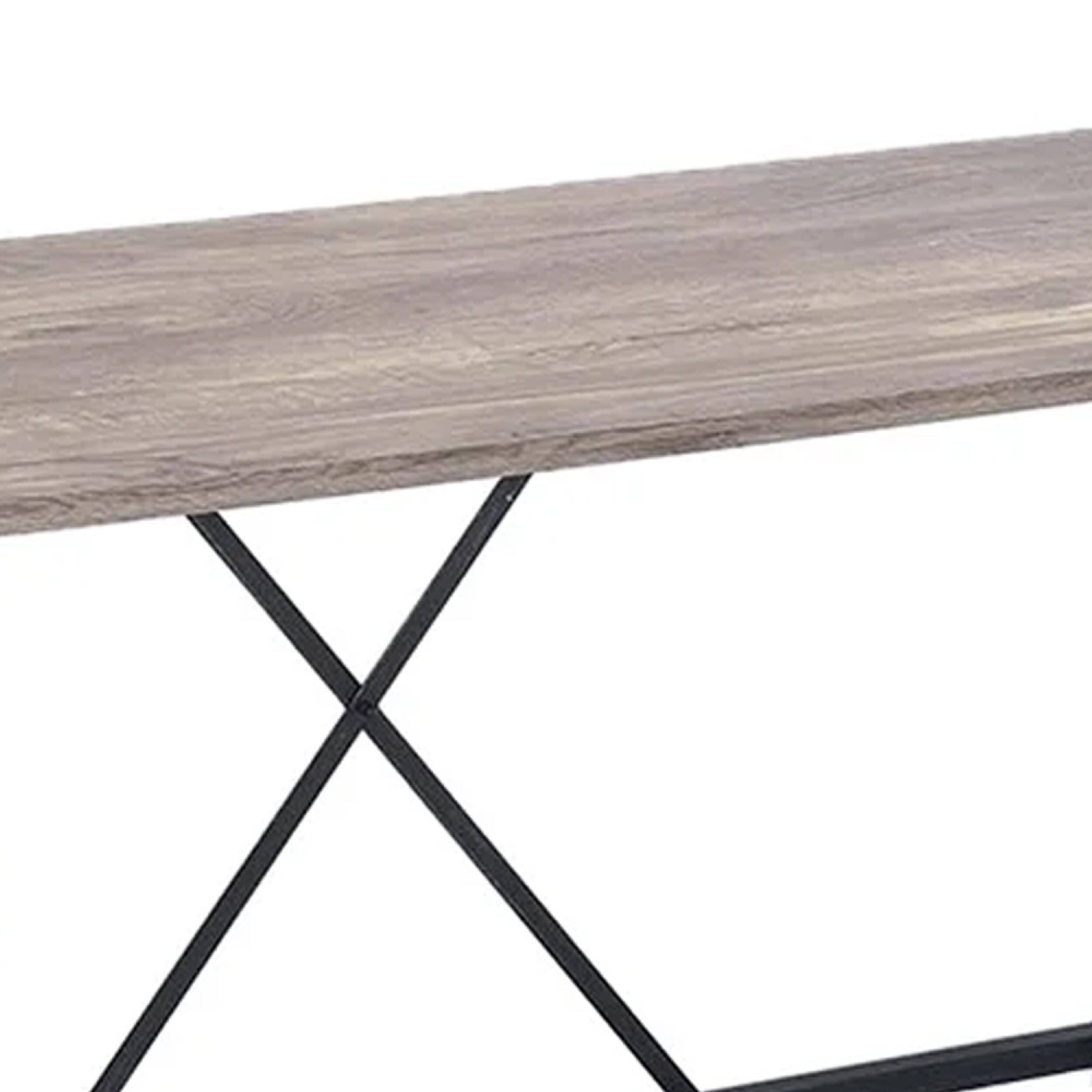 Left. Manhattan Lane - 48 Inch Console Desk Table, Metal Chain Base, Oak Brown, Black - Brown and Black.