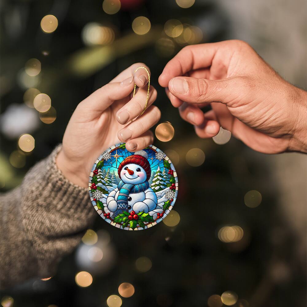 Alt View 1. OrnamentallyYou - Frosty and Holly Snowman Ornament Gift and Decor for Cheerful Winter Christmas Tree Version 1 - Multi-colored.