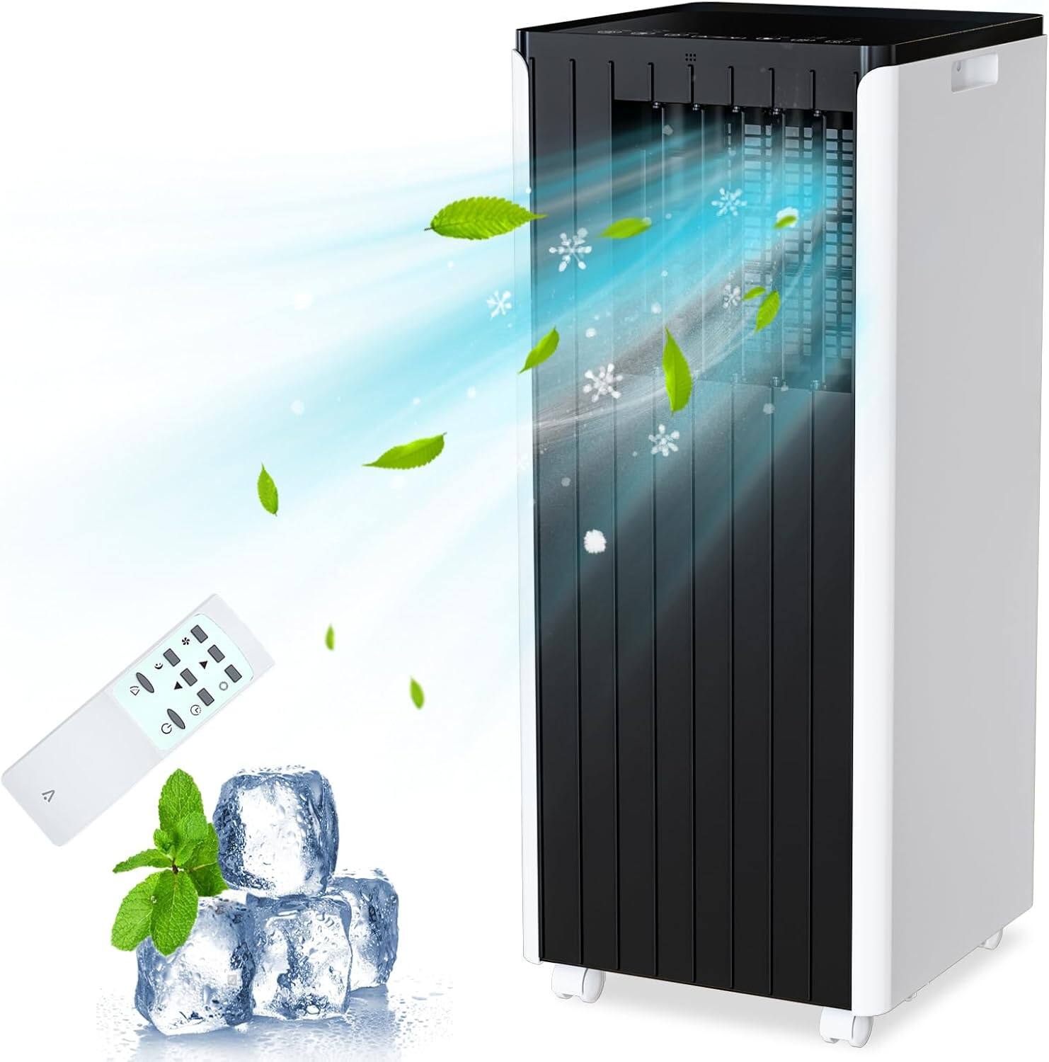 Front. Homhougo - 3-in-1 Portable Air Conditioner, 8,000 BTU Cools Up to 350 Sq.Ft, Fan, Quiet, 24H Timer, Sleep Mode, Remote Control.