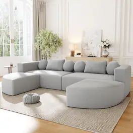 Whisen - Modular Sectional Sofa Boneless Couch Sofa Bed Compression Sofa for Living Room - Gray