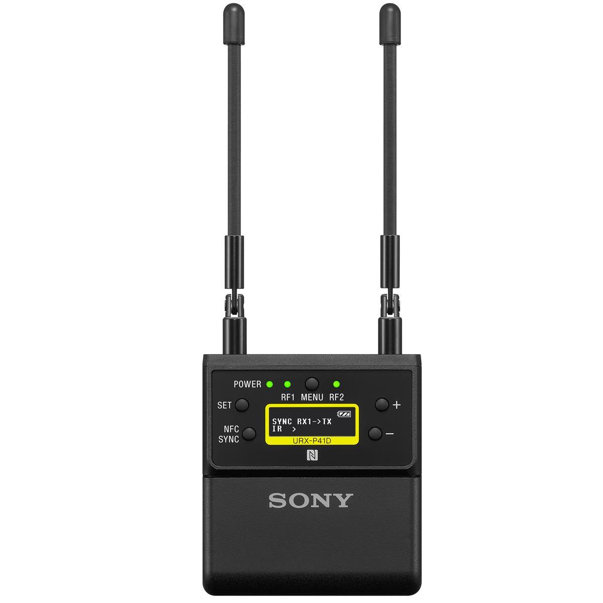 POWER RF1 MENU RF2 SET 0 SYNC RX1->TX NFC IR SYNC URX-P41D Z + - SONY