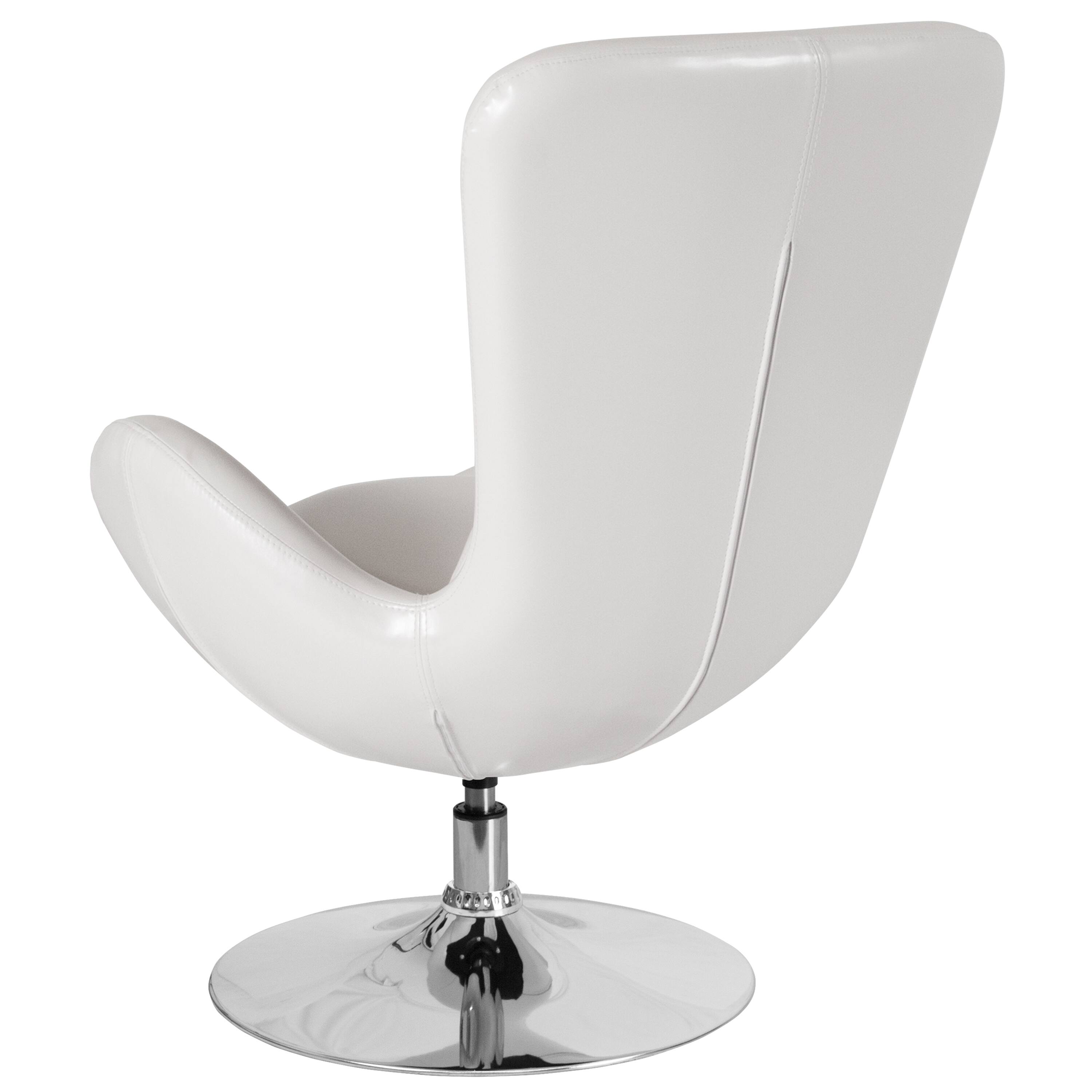 Alt View 5. Emma + Oliver - Swiveling Side Reception Chair with Back Pillow - White LeatherSoft.
