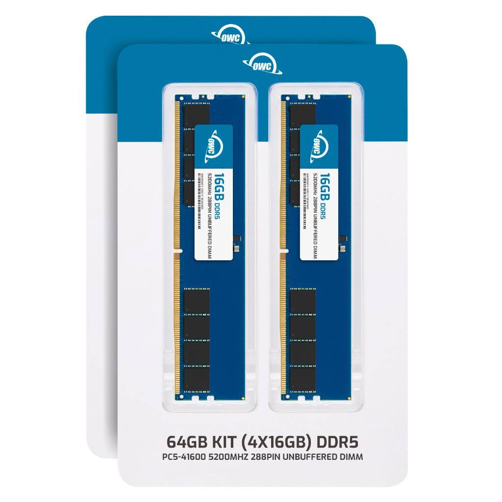 OWC 64GB KIT (4X16GB) DDR5  
PC5-41600 5200MHZ 288PIN UNBUFFERED DIMM  
OWC 16GB DDR5 UNBUFFERED DIMM  
25600MT/s 288PIN