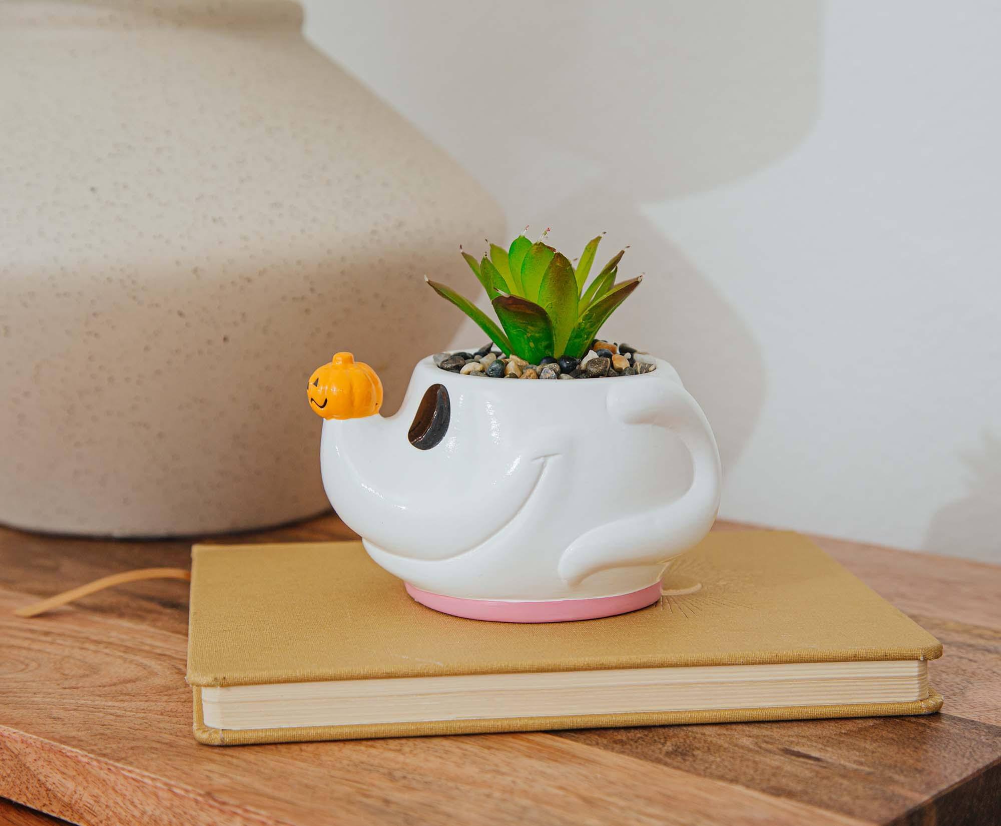 Alt View 5. Disney - Disney The Nightmare Before Christmas Zero Planter With Artificial Succulent - White.