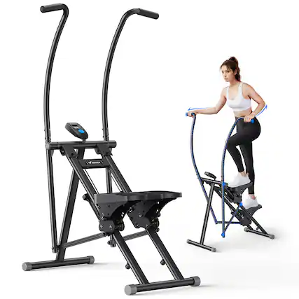 Front. MERACH - MERACH Cardio Climber Stepper Exercise Machine, Full Body Workout Cross Trainer with Adjustable Incline - Black.