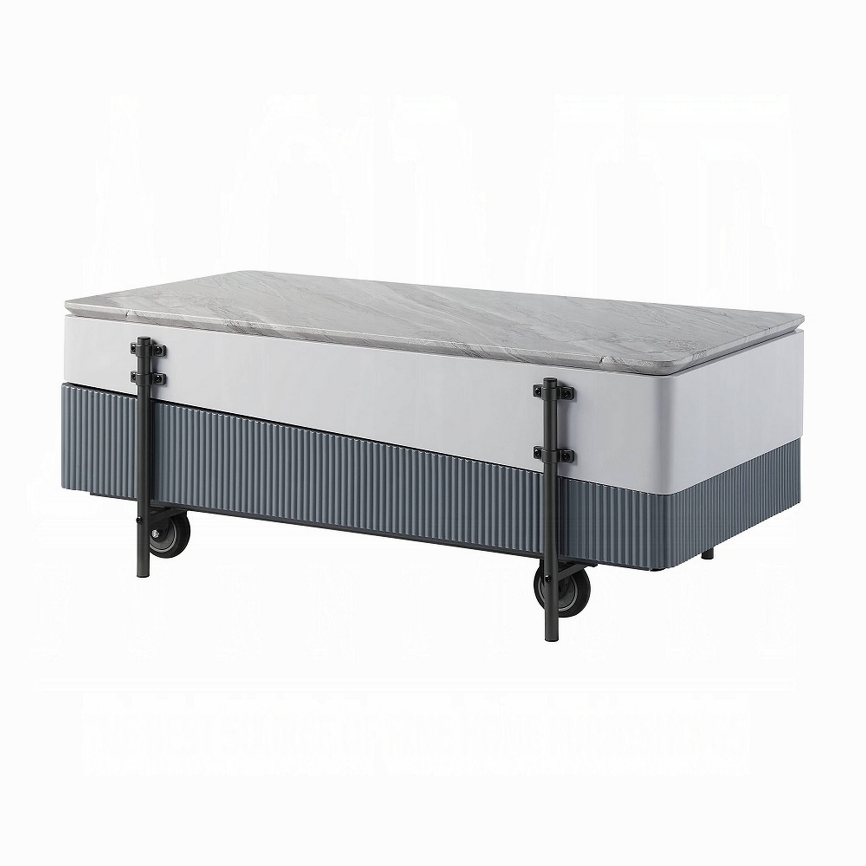 Alt View 2. Manhattan Lane - Mindy Coffee Table with Lift Top, 3 Compartments, 47 Inch - White, Gray, Black.