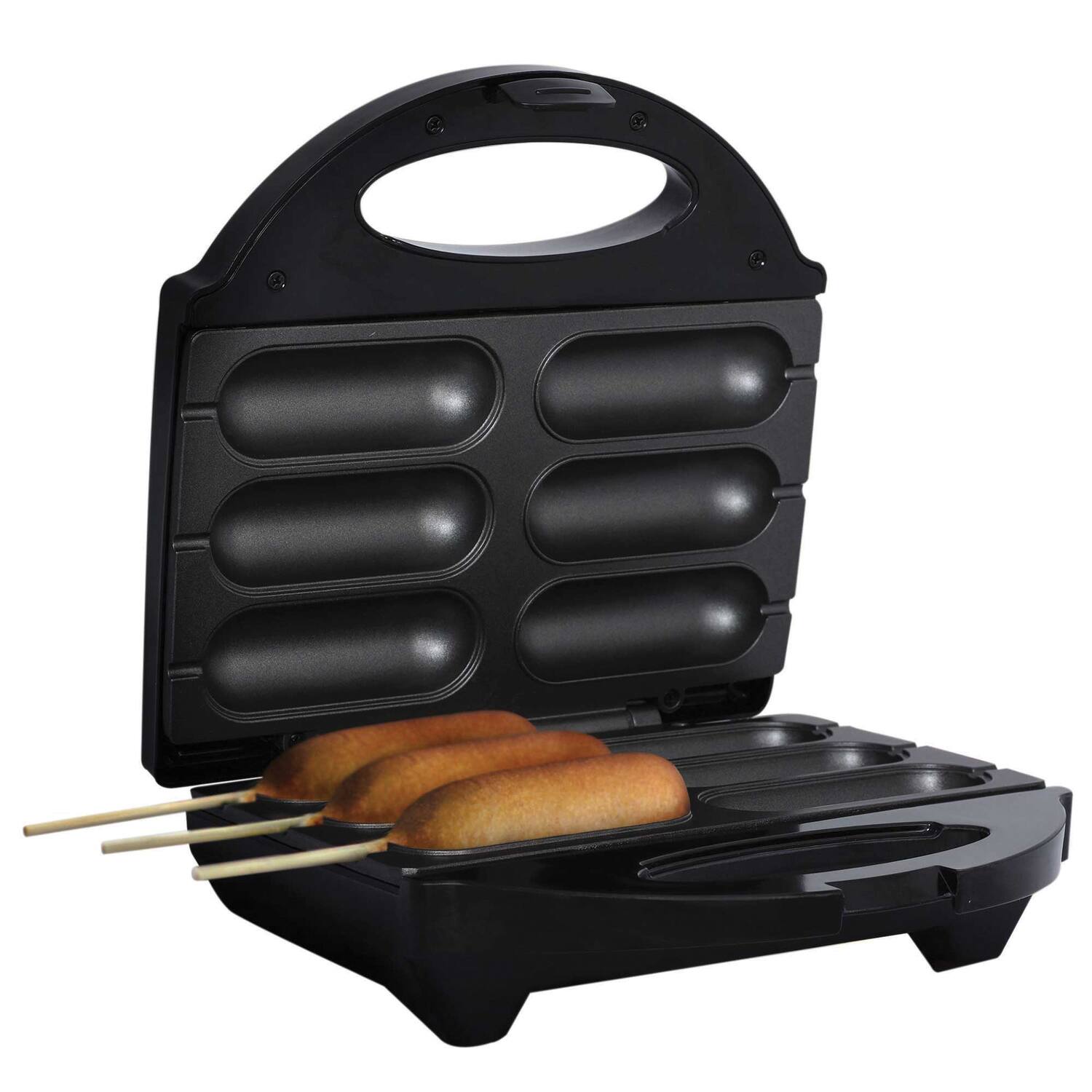 Left. Brentwood - Brentwood Just For Fun Ts-601s Nonstick 6 Mini Corn Dog Maker - Silver.