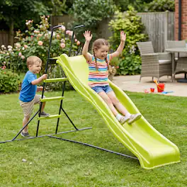 Loheer - 7.8 ft Freestanding Kids Slide, Durable Plastic Playground Slide for Indoor Outdoor Backyard Play - Green