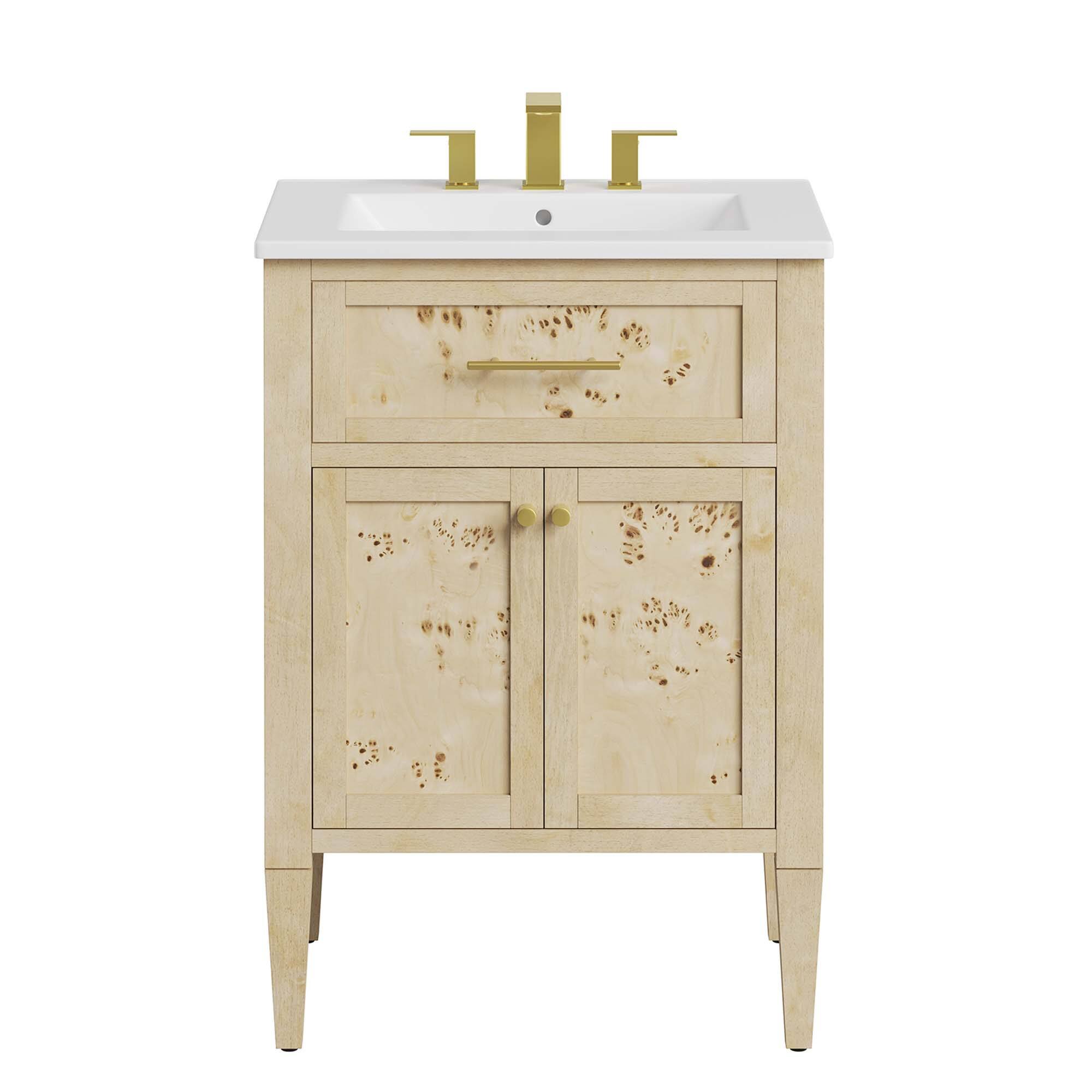 Alt View 4. Modway - Elysian Bathroom Vanity Basin Included by Modway - White Burl.