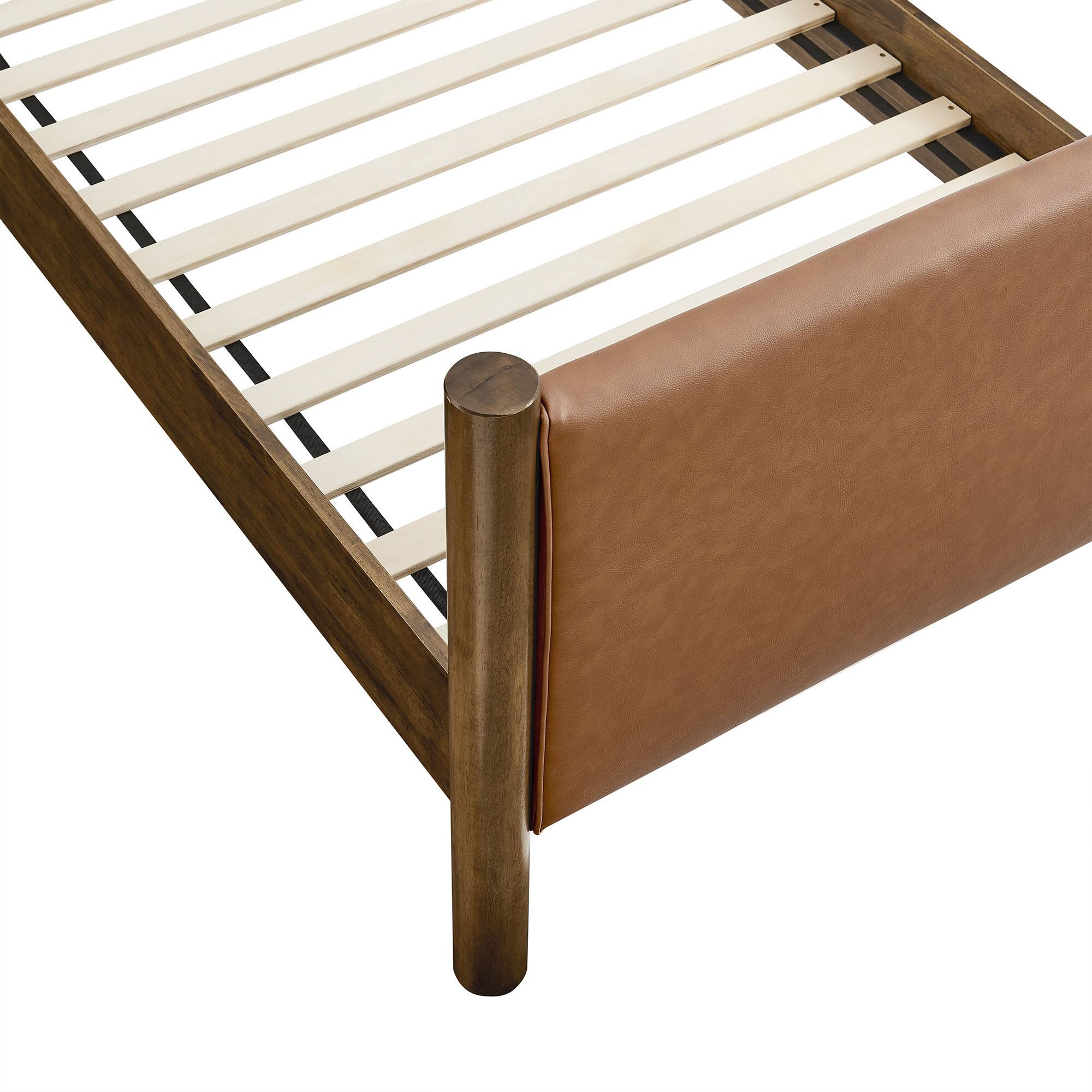 Alt View 5. Modway - Maven Twin Size Vegan Leather Upholstered Platform Bed - Brown.