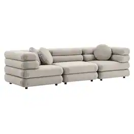 Jubilee 3-Piece Modular Performance Velvet Sectional Sofa by Modway - Almond