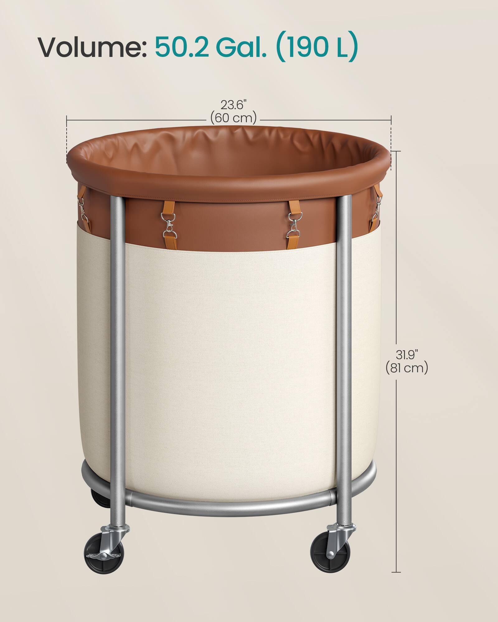 Volume: 50.2 Gal. (190 L)  
23.6" (60 cm)  
31.9" (81 cm)